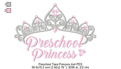 Preschool Princess - Fill Stitch - Machine Embroidery Design