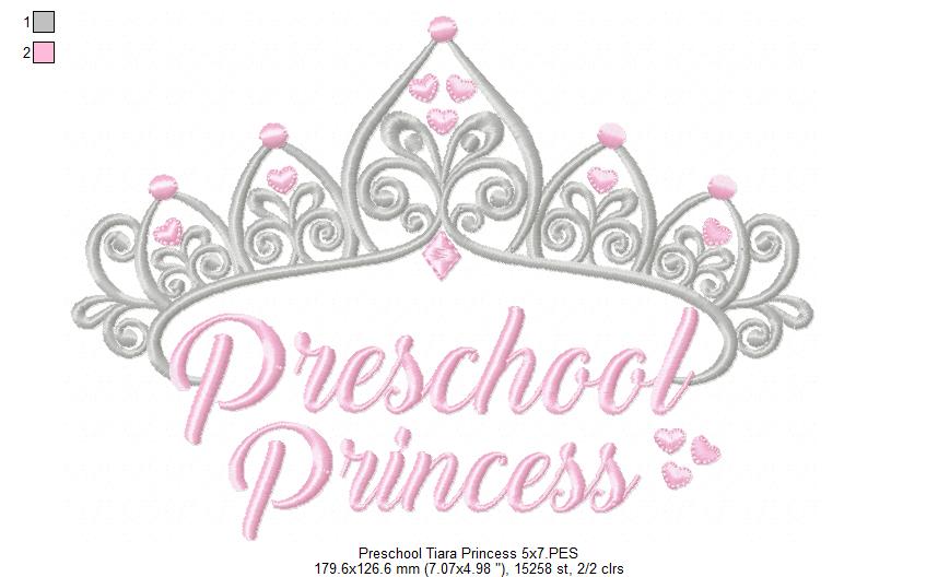 Preschool Princess - Fill Stitch - Machine Embroidery Design