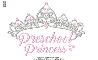 Preschool Princess - Fill Stitch - Machine Embroidery Design