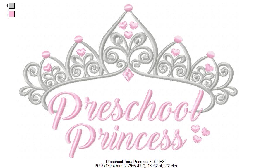 Preschool Princess - Fill Stitch - Machine Embroidery Design