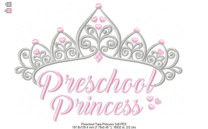 Preschool Princess - Fill Stitch - Machine Embroidery Design