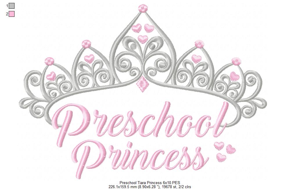 Preschool Princess - Fill Stitch - Machine Embroidery Design