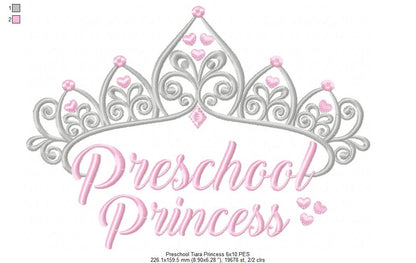 Preschool Princess - Fill Stitch - Machine Embroidery Design