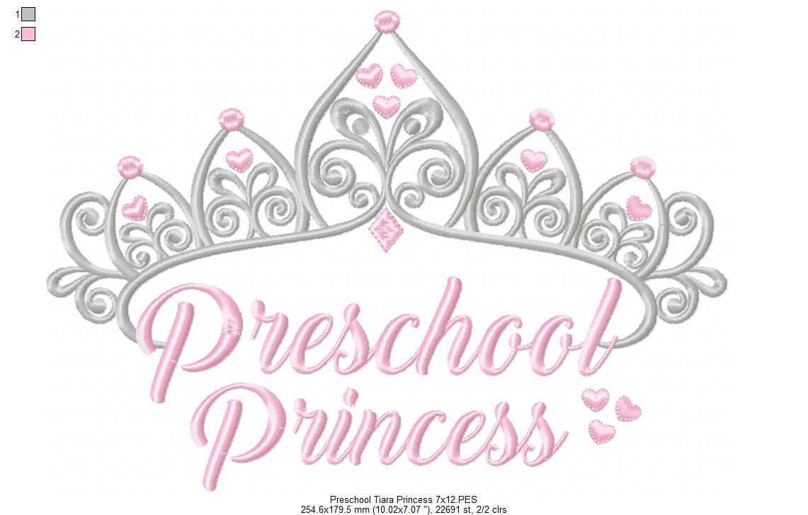 Preschool Princess - Fill Stitch - Machine Embroidery Design