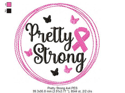 Pretty Strong Pink October - Fill Stitch Embroidery