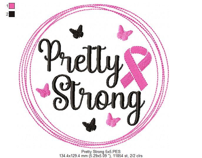 Pretty Strong Pink October - Fill Stitch Embroidery