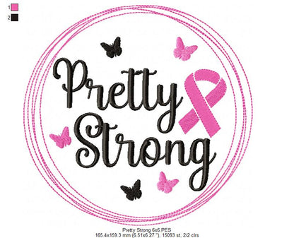 Pretty Strong Pink October - Fill Stitch Embroidery