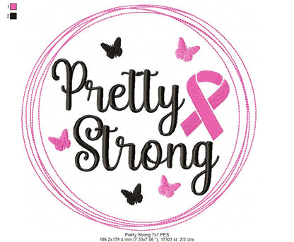 Pretty Strong Pink October - Fill Stitch Embroidery