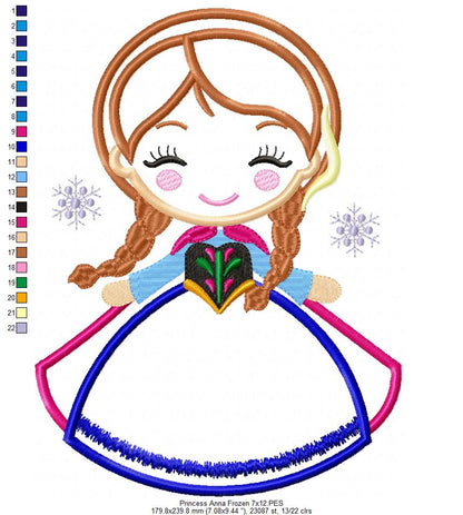 Princess Anna Cute - Applique - Machine Embroidery Design