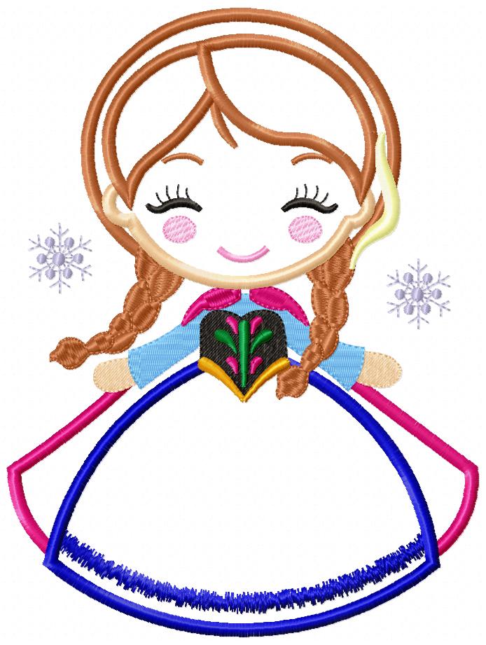 Princess Anna Cute - Applique - Machine Embroidery Design