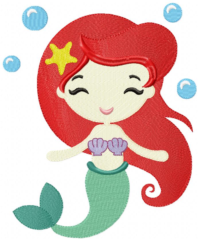 Princess Mermaid Ariel - Rippled Stitch Embroidery