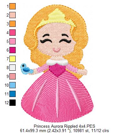 Princess Aurora and Border - Fill Stitch Embroidery