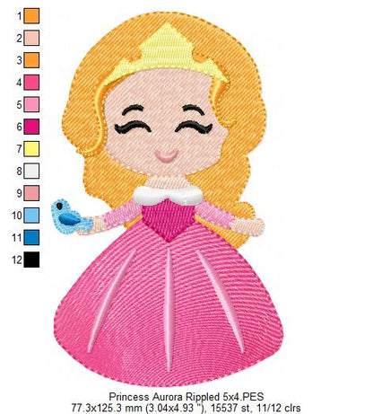 Princess Aurora and Border - Fill Stitch Embroidery