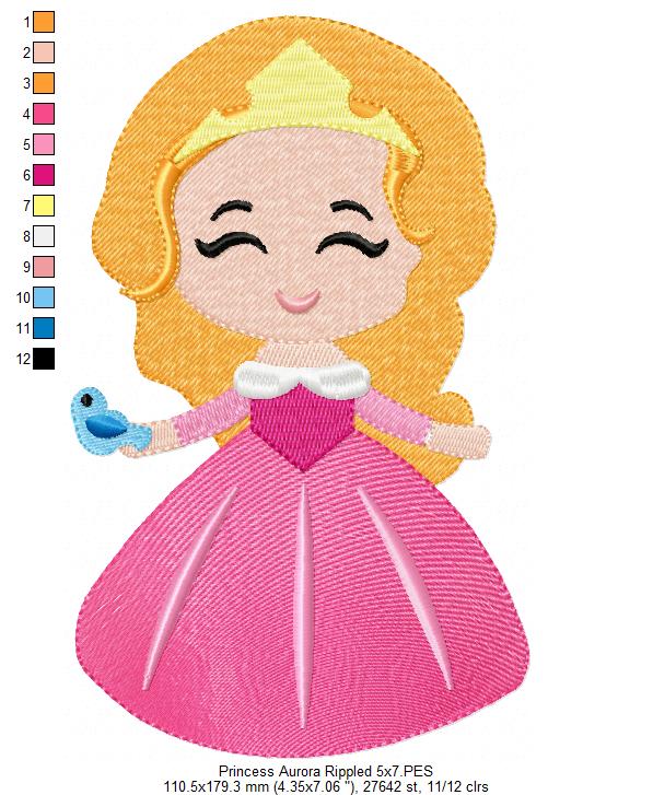 Princess Aurora and Border - Fill Stitch Embroidery