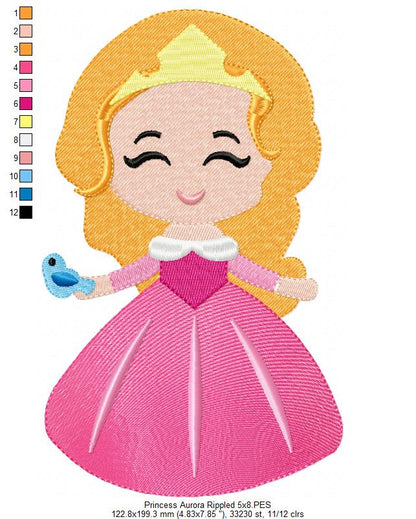 Princess Aurora and Border - Fill Stitch Embroidery