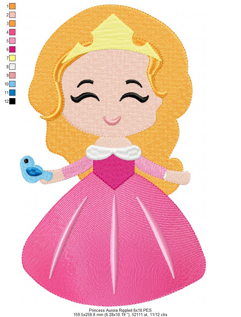 Princess Aurora and Border - Fill Stitch Embroidery