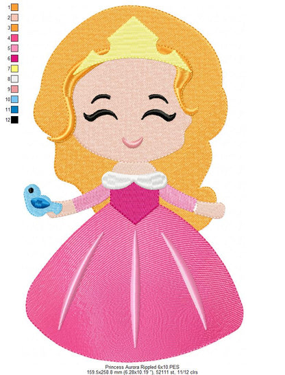 Princess Aurora and Border - Fill Stitch Embroidery
