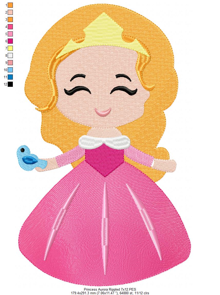 Princess Aurora and Border - Fill Stitch Embroidery