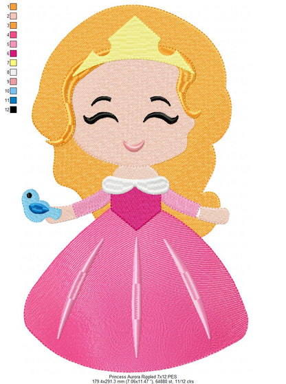 Princess Aurora and Border - Fill Stitch Embroidery