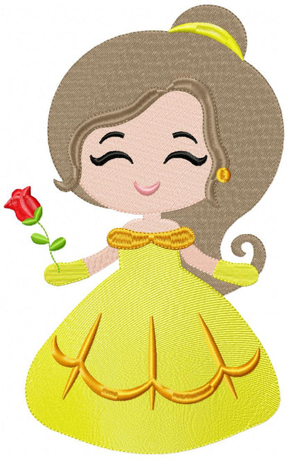 Princess Belle Cute - Fill Stitch - Machine Embroidery Design