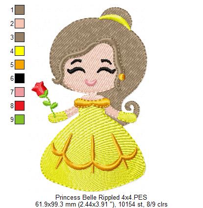 Princess Belle Cute - Fill Stitch Embroidery