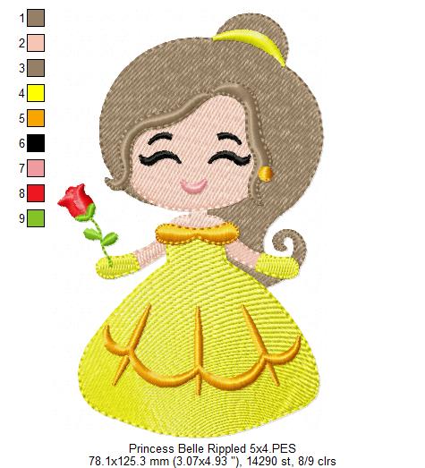 Princess Belle Cute - Fill Stitch Embroidery