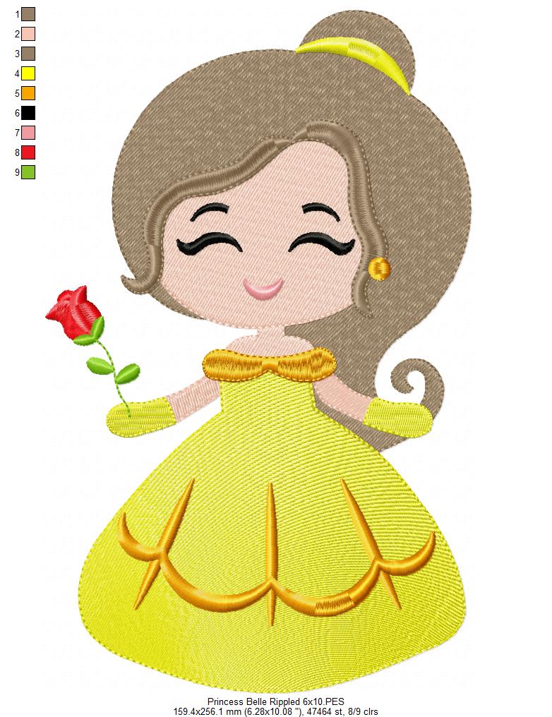Princess Belle and Border - Fill Stitch Embroidery