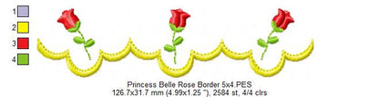 Princess Belle and Border - Fill Stitch Embroidery