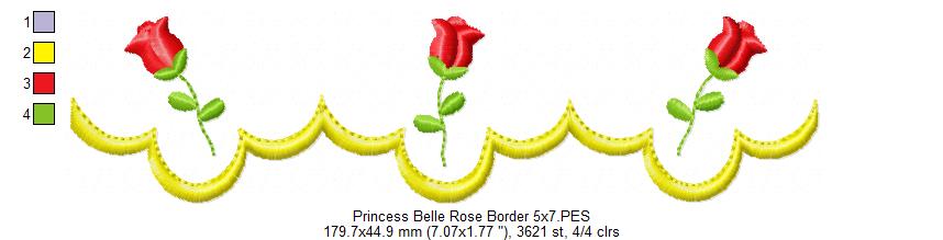 Princess Belle and Border - Fill Stitch Embroidery