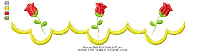 Princess Belle and Border - Fill Stitch Embroidery