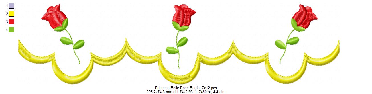 Princess Belle and Border - Fill Stitch Embroidery