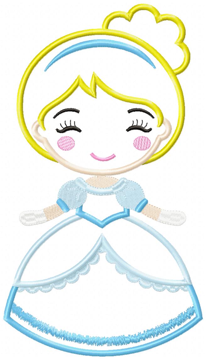 Princess Cinderella Cute - Applique Machine Embroidery Design