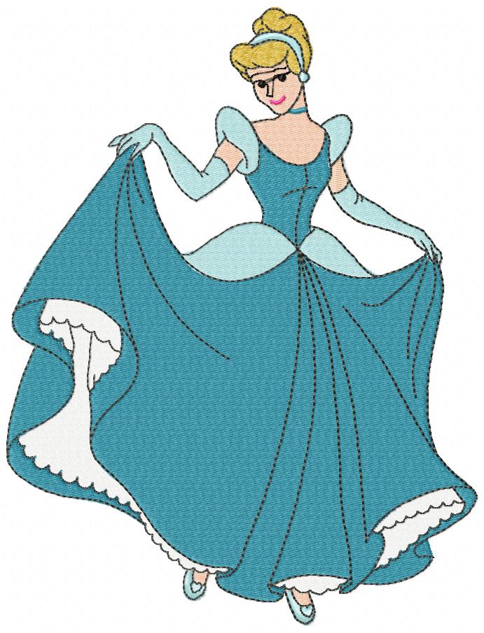 Princess Cinderella Young - Fill Stitch - Machine Embroidery Design