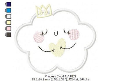 Princess Cloud, Moon and Star - Applique - Set of 3 designs