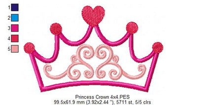 Princess Tiara - Applique - Machine Embroidery Design