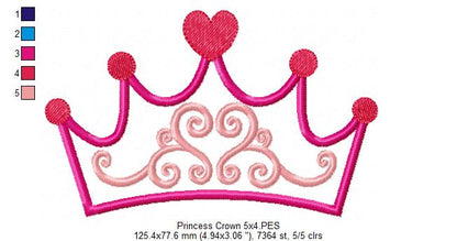 Princess Tiara - Applique - Machine Embroidery Design