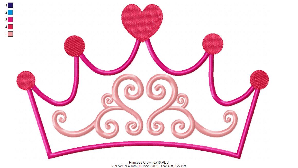 Princess Tiara - Applique - Machine Embroidery Design