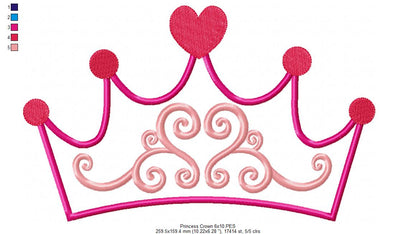 Princess Tiara - Applique - Machine Embroidery Design