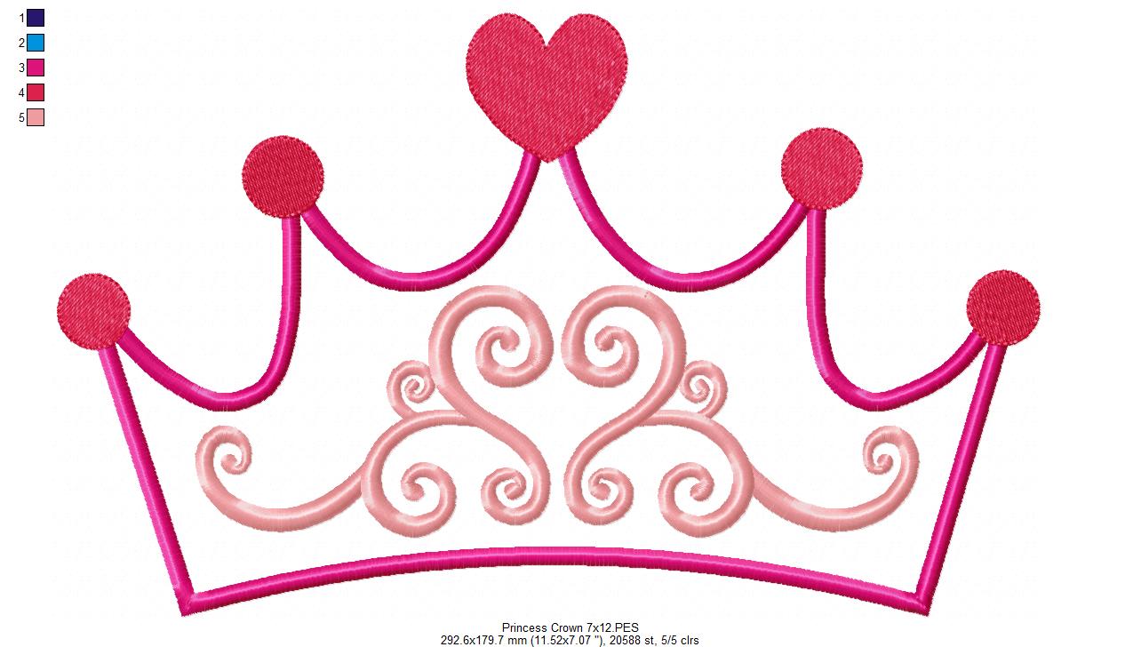 Princess Tiara - Applique - Machine Embroidery Design