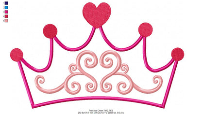 Princess Tiara - Applique - Machine Embroidery Design