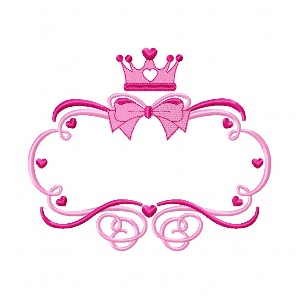 Princess Crown Frame - Fill Stitch - Machine Embroidery Design