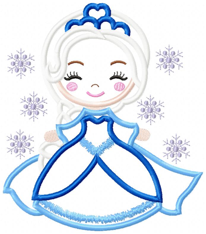 Princess Elsa Cute - Applique Machine Embroidery Design