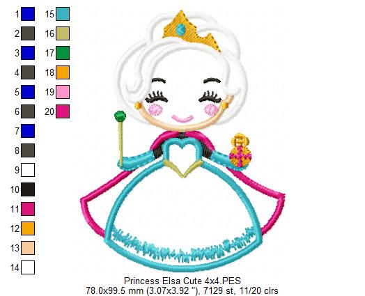 Princess Elsa Fever Cute - Applique - Machine Embroidery Design