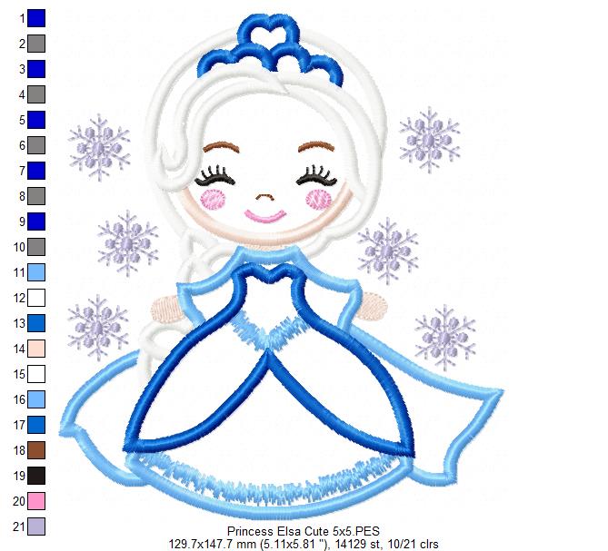 Princess Elsa Cute - Applique Machine Embroidery Design