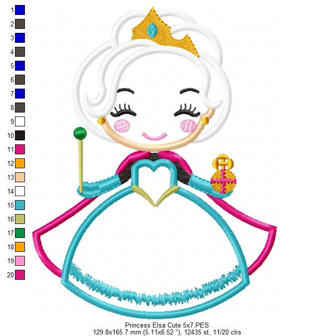 Princess Elsa Fever Cute - Applique - Machine Embroidery Design