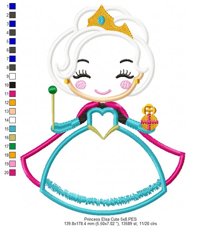 Princess Elsa Fever Cute - Applique - Machine Embroidery Design