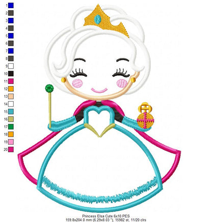 Princess Elsa Fever Cute - Applique - Machine Embroidery Design