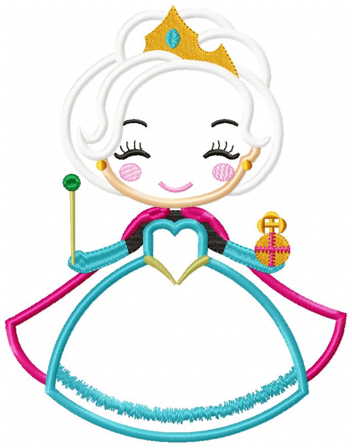 Princess Elsa Fever Cute - Applique - Machine Embroidery Design