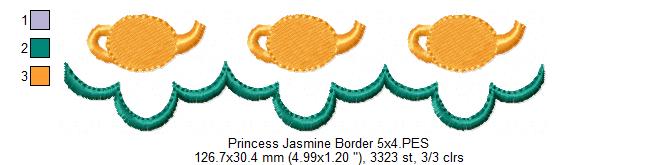 Princess Jasmine and Border - Fill Stitch Embroidery