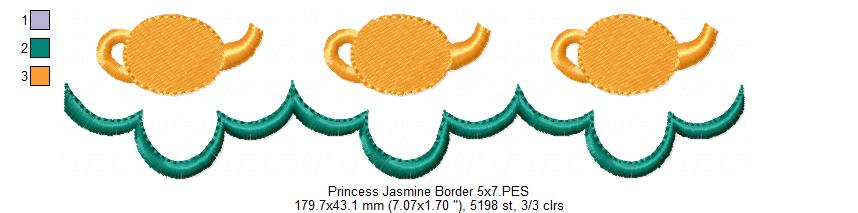 Princess Jasmine and Border - Fill Stitch Embroidery